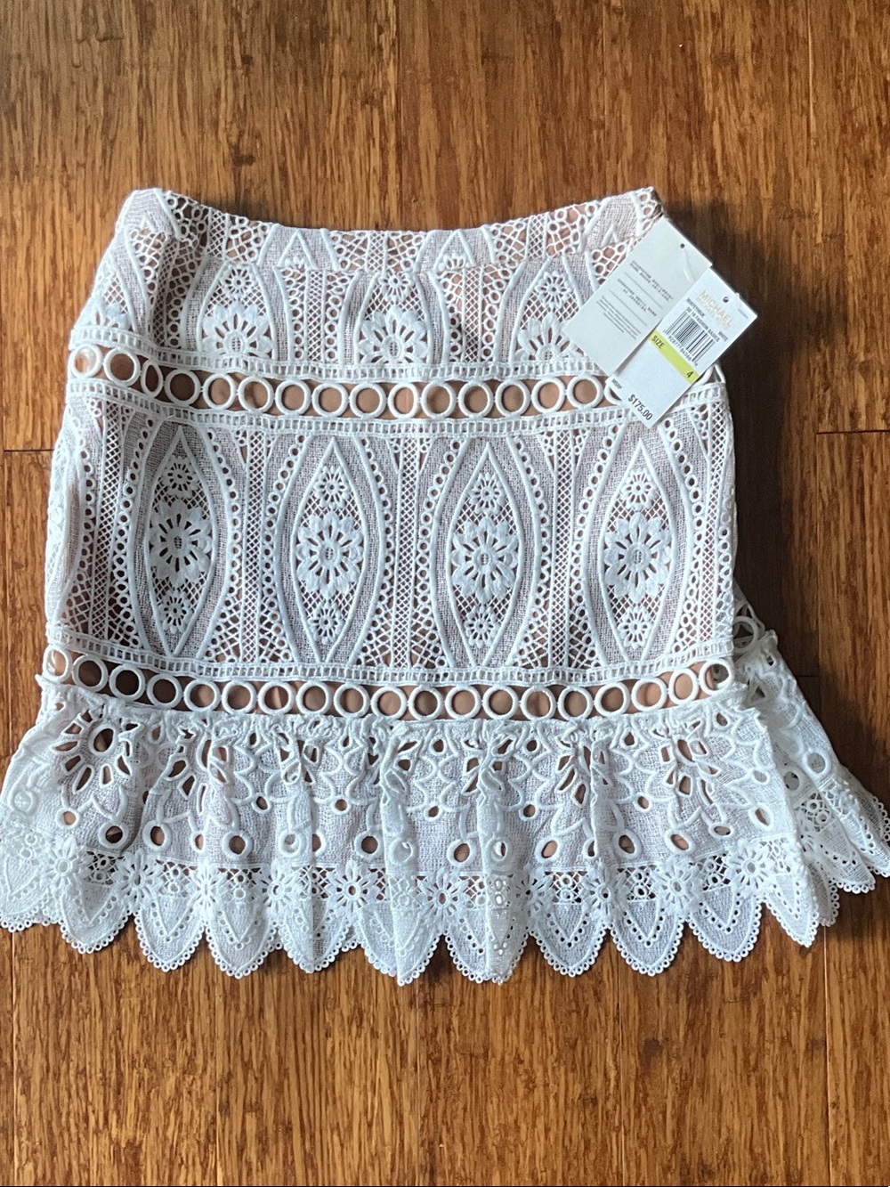 Michael Kors White Lace Mini Skirt with Eyelet Trim